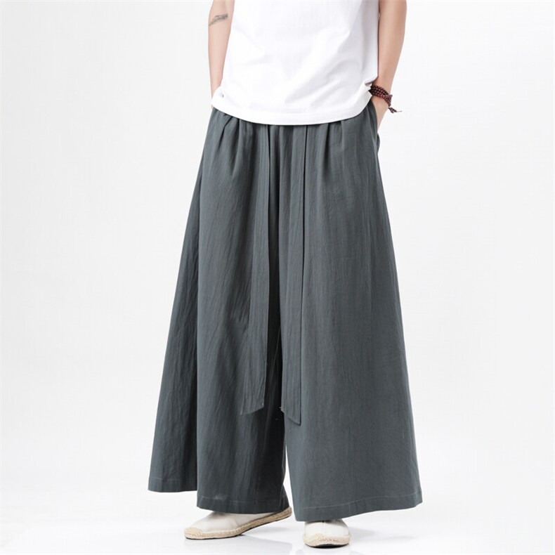 2025汉服唐装宽松阔腿裤风棉麻阔腿裤基地A057-K371-P55,男装民族服装,电商A057B