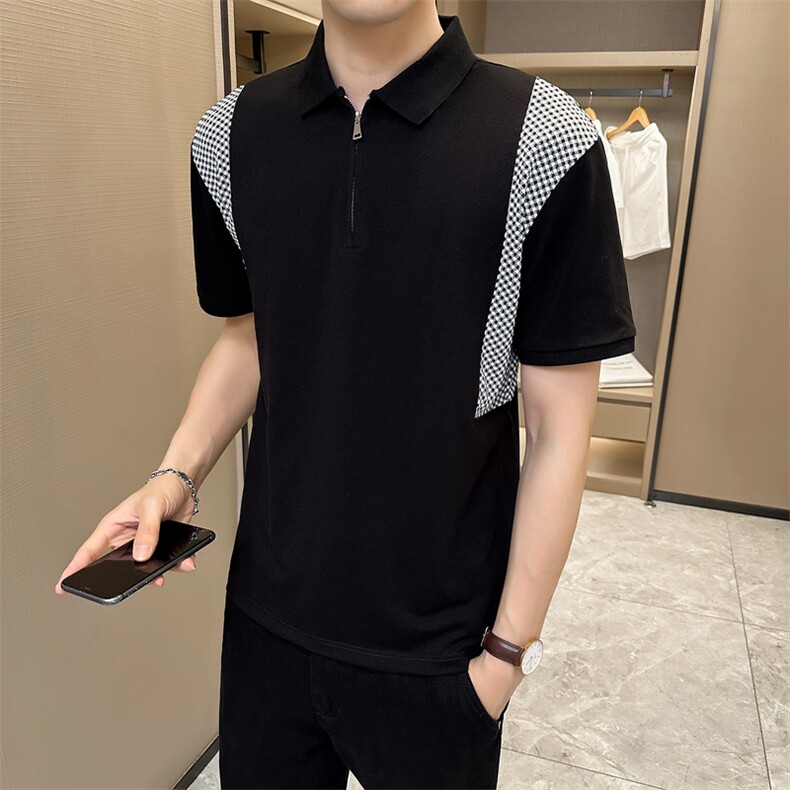 2024夏季新款创意拼接宽松圆领短袖T恤POLO衫男3320-p58控78,男装Polo衫,电商D303