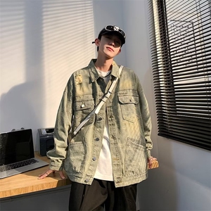 美式高街牛仔外套男韩版潮流腰果花个性2024秋冬ins夹克M2329-P70图片