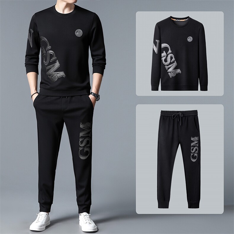 S3053-2钱塘2020-2中青年男士春秋新款时尚休闲长袖卫衣套装P137,男装休闲套装,钱塘207-2