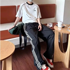 【有货】DK2886-P40休闲裤男侧边三条杠宽松直筒阔腿裤子，男装休闲裤，星座603-2