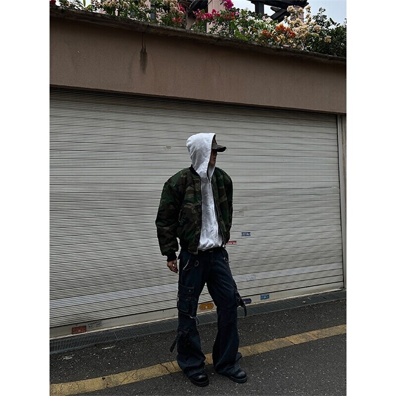 20美式高街飞行服bomber两面穿迷彩服宽松保暖厚棉衣潮LF1101P105,男装棉衣,电商D256-2(原A064-2)