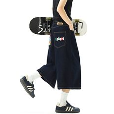 【现货】美式复古彩色字母印花七分牛仔裤1XZ502-K830-P60控89，男装牛仔裤，星座502