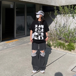 816B-T1039-P40 情侣！猫咪t恤纯棉宽松ins韩慵懒男女图片