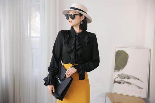 木耳边衬衣，其它，西子靓影