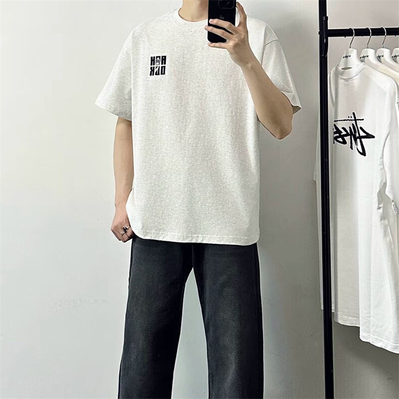 万针全刺绣工艺抖音得物高品质260克重磅纯棉双纱美式高街短袖T恤图片
