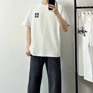 万针全刺绣工艺抖音得物高品质260克重磅纯棉双纱美式高街短袖T恤图片