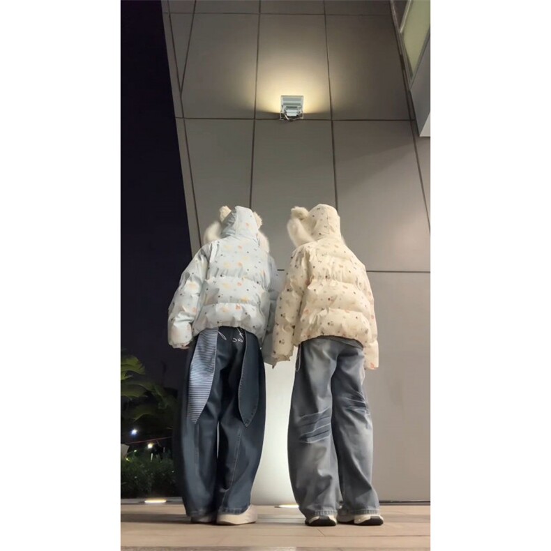 1506-1/M78371/P99女生萌卡小狗满印毛领闺蜜棉服外套冬季,男装棉衣,星座1506-1
