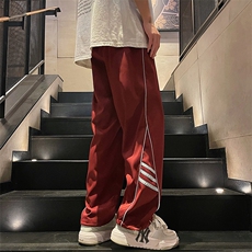直播数据款春季新款撞色侧条纹伞兵裤宽松直筒休闲裤K503-P32，男装休闲裤，星座914-3