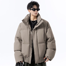 美式潮牌立领皮棉服男短款棉衣外套宽松面包服M5019P95控138，男装棉衣，电商A157