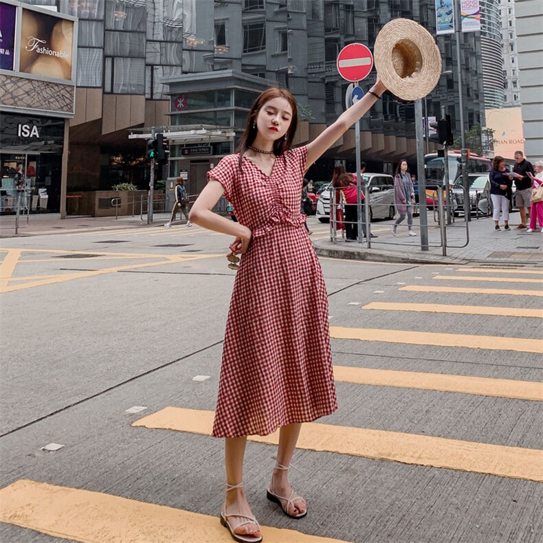 已出货 格子连衣裙 8605-A06图片
