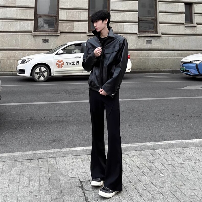 季新款cleanfit微喇西裤男垂坠感高级感直筒显高休闲弯刀潮裤子,男装西裤,星座302B
