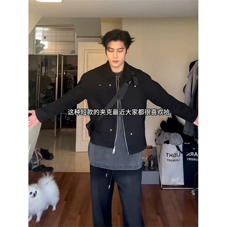 Q23/P62 美式复古翻领夹克外套男士图片