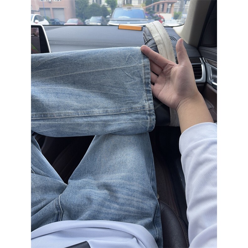 B221美式ins暗黑高街重工艺修身微喇牛仔裤LK25547-特P45控78,男装牛仔裤,电商B221