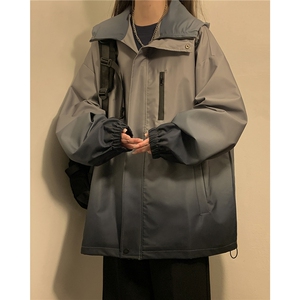 中性山系防水冲锋衣渐变色夹克男：聚酯纤维Jk77088P85控128图片