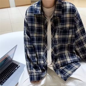 2025春秋薄款长袖格子衬衫男休闲潮牌高级感青少年韩版潮流防晒衣图片