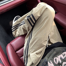 卡其色条纹裤子男夏季美式速干三条杠直筒运动休闲裤B86-P40，男装休闲裤，星座1001-1