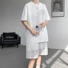 运动装男2025夏季新款港风宽松短袖短裤运动套装TZ9520-P55，男装休闲套装，星座214-3