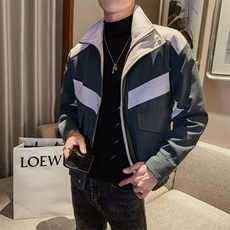 社会风秋拼接立领麂皮绒机车夹克B297-2803-P105控128，男装夹克，电商B297