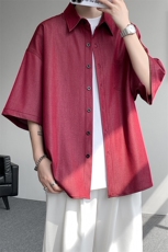 8XL-M冰丝牛仔短袖衬衫男款夏季薄款宽松慵懒衬衣外套DC28006P60，男装T恤，电商B312