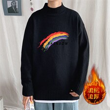 M18064-P45加绒款-P65半高领毛衣男士大码针织衫男毛线衣男,男装针织衫/毛衣,电商A040