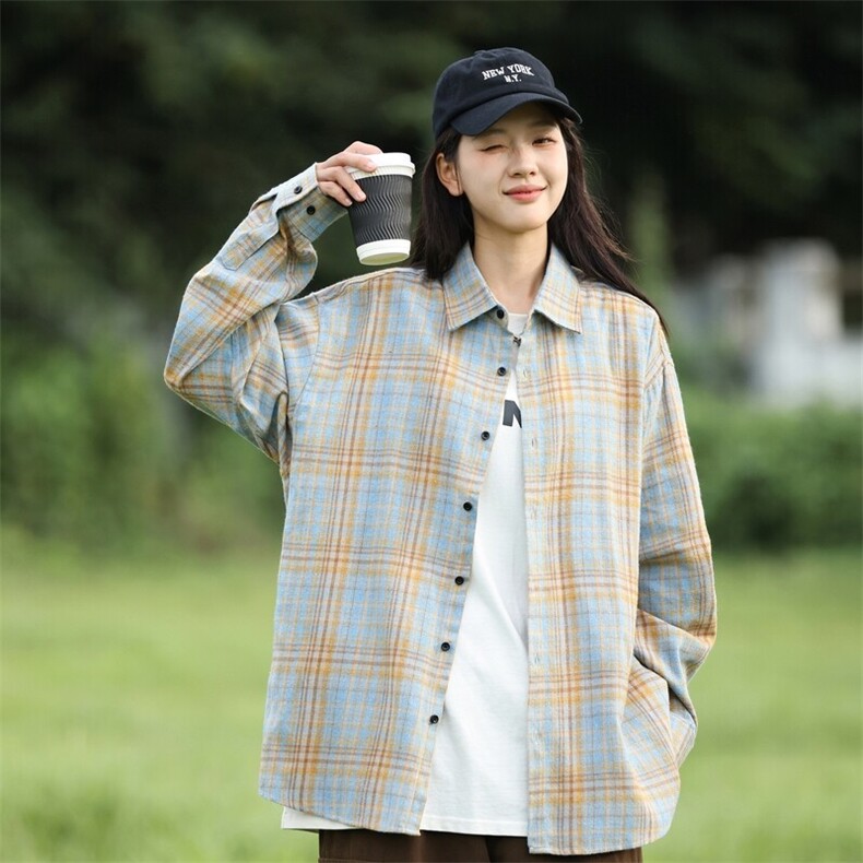 25年春季格子衬衫长袖大码宽松落肩现货DS-C323-1-2379-特批30图片