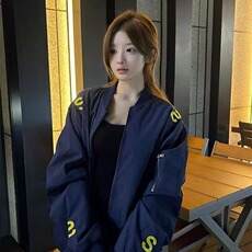 美式街头刺绣字母立领飞行夹克棒球服男女春秋季百搭廓形时尚外套，男装夹克，星座506A