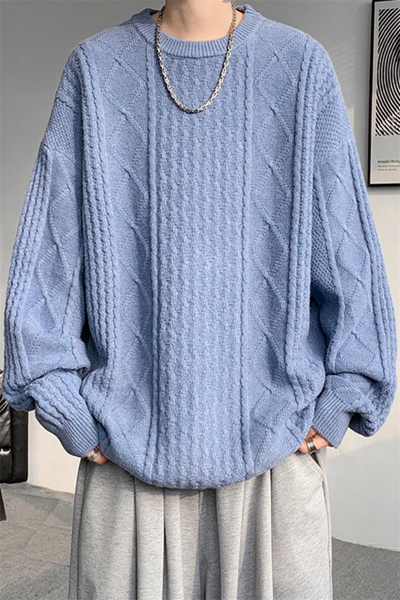 8XL-M圆领毛衣男秋冬季宽松慵懒套头麻花针织衫毛线衣MY19005P68,男装针织衫/毛衣,电商B312