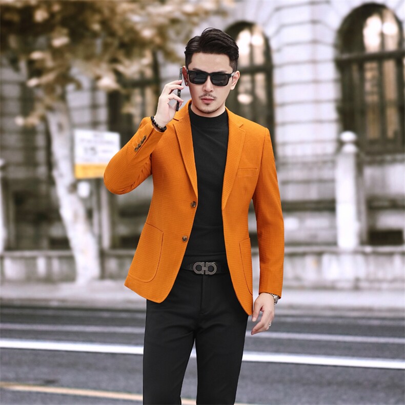 春季新款便西男士格子西装休闲西服外套7817P145225，男装西服套装，电商D225-1