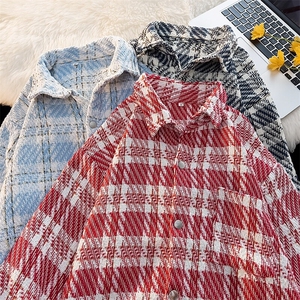 SJ-217-2-JK2416-P65 秋季新款宽松小香风格子夹克外套男图片