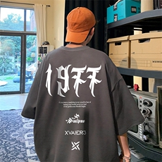 抖音得物二开现货220克夏装重磅美式高街宽松短袖t恤MT101，男装T恤，电商A486-1