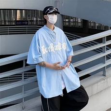 日系五分袖春夏季新款衬衫潮流慵懒男方领宽松型衬衫A606P35，男装衬衫，星座1116-2