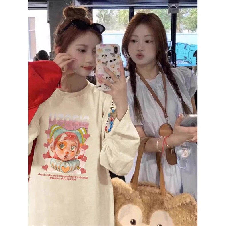 Q312-P45小丑女印花圆领卫衣百搭上衣学院风学生宽松内搭外套,女装短外套,星座617A-2