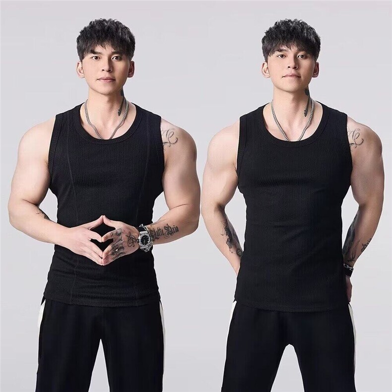精梳肌理显大背心运动健身服训练衣坎肩速干透无袖T恤BX14P22,男装T恤,电商D256-2(原A064-2)