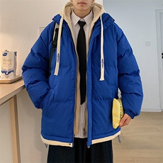 新款男冬季假两件连帽港风棉衣M062B-P70控158，男装棉衣，星座717