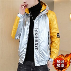 冬季亮拼袖羽棉服男模特加厚夹克保暖外套工装棉衣绿870加绒图片