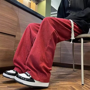 拖地阔腿裤男设计感小众肌理纹休闲裤子百搭情侣款直筒裤图片