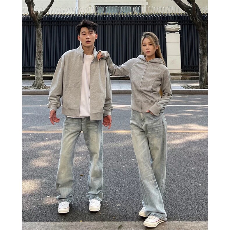 【网图】B221美式ins高街重工艺宽松微喇牛仔裤LK24388-P55控78,男装牛仔裤,电商B221