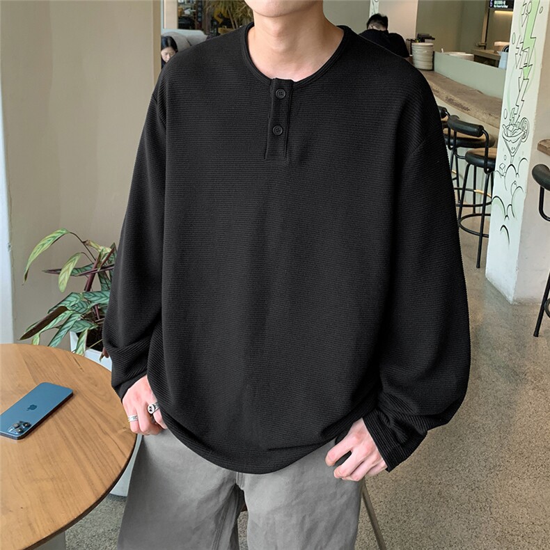 已下单24085-P55慵懒风宽松休闲长袖t恤男士大码打底衫内搭,男装T恤,电商B280-1（原A049）