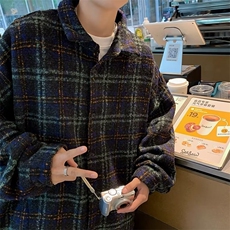 小香风外套男春秋oversize千鸟格毛呢夹克cityboy高级感-Y1989，男装夹克，星座601-2