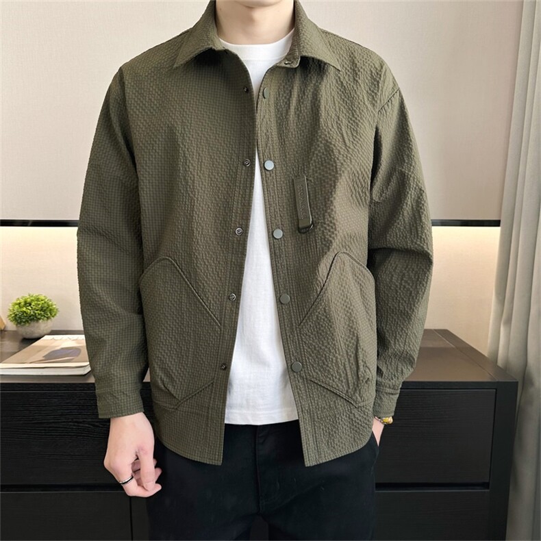 2025春装店主风新款翻领格子工装简约休闲夹克外套男JK152-P110,男装夹克,电商A413