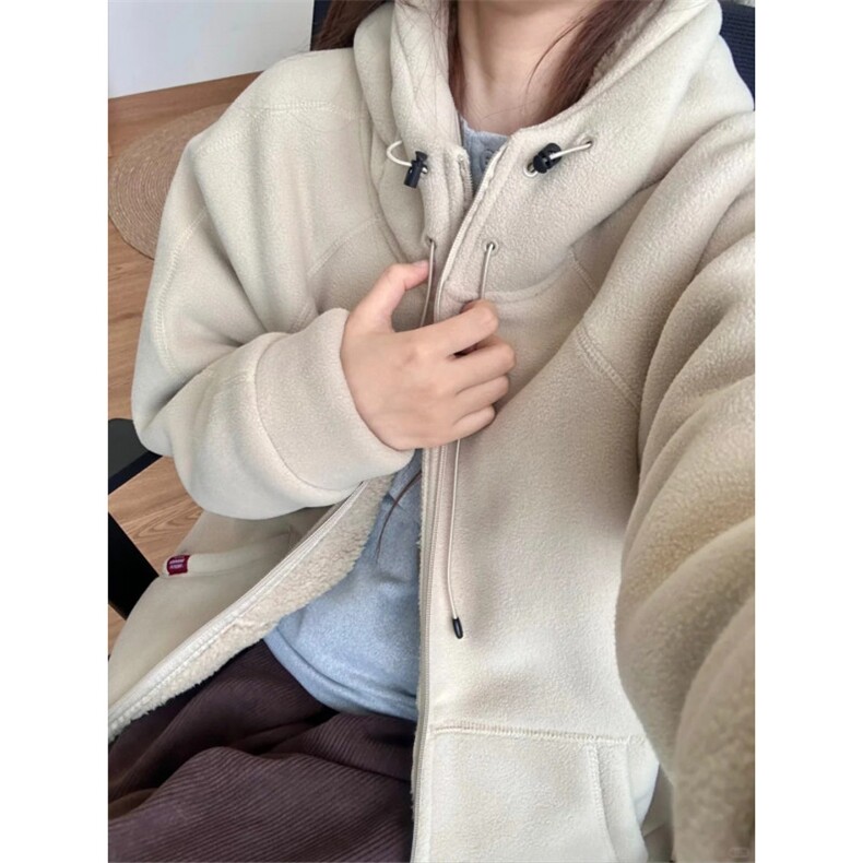 摇粒绒连帽拉链卫衣外套1302-GS02-P55成分100聚酯纤维,女装短外套,星座1302