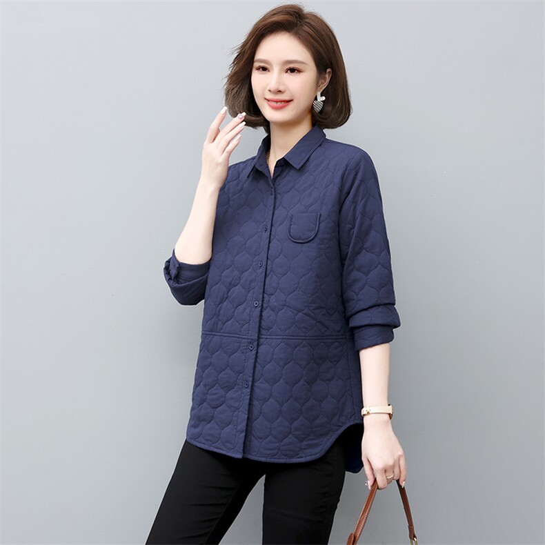 薄款棉衣女2022新款秋冬棉服妈妈薄款冬季棉袄韩系夹棉衬衫,女装棉衣/棉服,忆绮罗