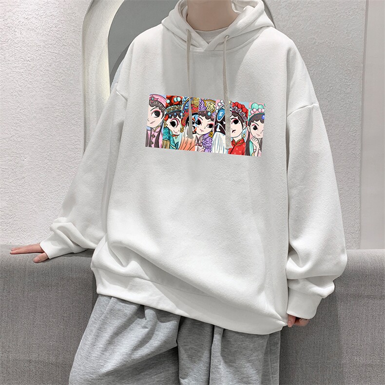 WY2250-P35加绒款-P40京剧脸谱风纯棉连帽卫衣男大码运动帽衫,男装卫衣,电商A040