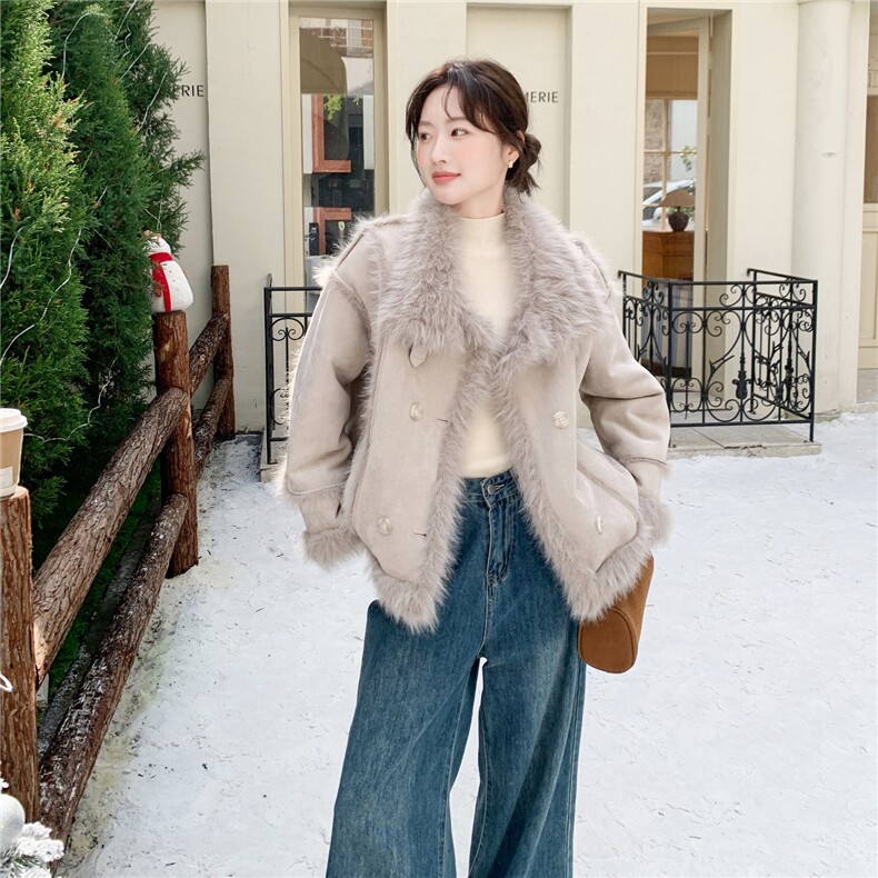 现货：冬季新款高级感宽松加厚皮毛一体外套2C135-8956P255K378,女装皮草,2C135