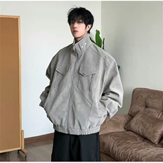 大货足美式宽松百搭潮流PU皮外套JK017/P90，男装皮衣，星座205-3