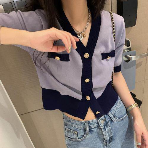 小香风拼色针织，女装，XTZ style