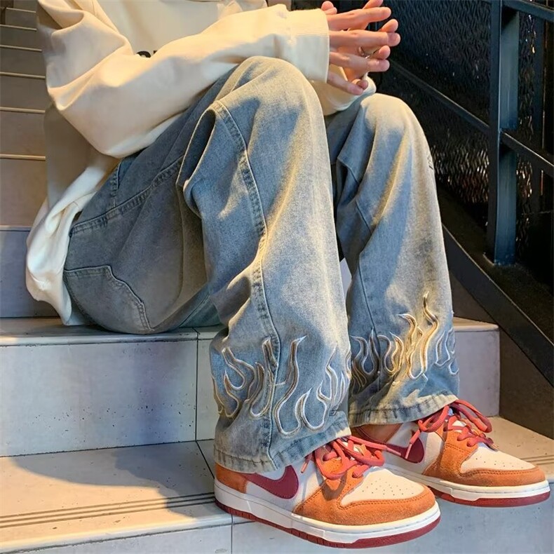 牛仔裤男女秋冬季hiphop宽松休闲裤美式vibe风直筒长裤CN903-P48,男装牛仔裤,星座1008