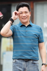 爸爸夏装短袖T恤男士圆领上衣中年宽松休闲t恤商务透气短袖体恤衫，男装T恤，电商B212（原钱塘6029）
