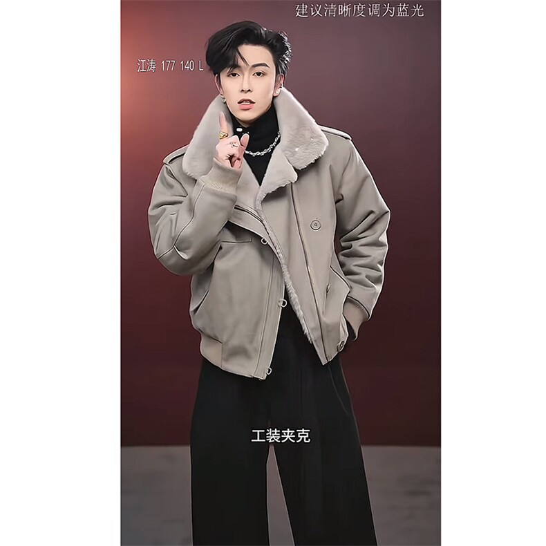 冬季座山雕美式复古工装毛领保暖短款夹克棉服男M157-P168(网图,男装夹克,电商B267